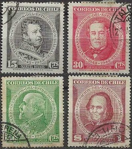 Chile #233 - 236  1944 "100 años de la ocupación del estrecho de Magallanes"