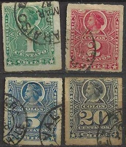Chile # 25 - 26,#28 y #31  1881