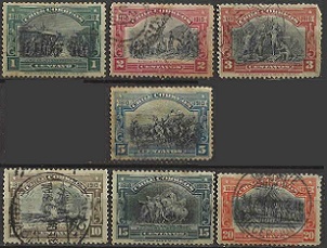 Chile #83 - 87 y #89 - 90  1910 "Centenario de la independencia"