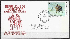 Alto Volta #365 1975  FDC  «Bicentenario de la independencia de Estados Unidos»
