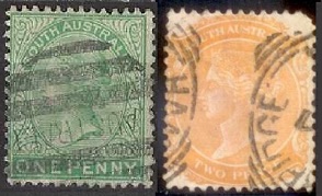 Australia del Sur  #105 - 106  1895  Perf. 13