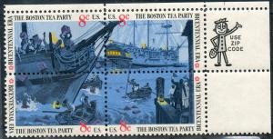 ESTADOS UNIDOS # 1483a 1973 Serie completa Nueva NH "Bicentenario del motín del té en Boston"
