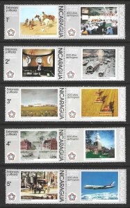 Nicaragua #1029a - 1037a  Serie completa  Nueva NH  " Bicentenario de la independencia de Estados Unidos"