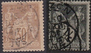 Francia #82 y #86 1877