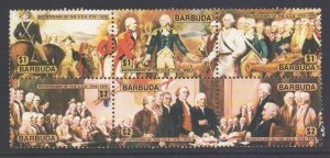 Barbuda #236abc - 237abc  1976  Serie completa NH  " Bicentenario de la independencia de Estados Unidos"