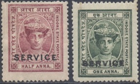 Indore - Estado feudatario Indio #O1 - O2 1904 Nuevas (Hinged) "Maharaja Tukoji Rao III"