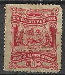 Peru Timbre de la Compañia Nacional de Recaudaciones  10c.  1901