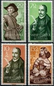 Sahara Español #92 - 93 y #B53 - B54 1959  Nuevas (Hinged) "Lope de Vega y escenas de sus obras"