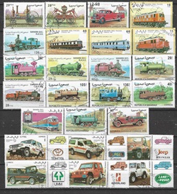 Sahara Occidental y Republica Saharaui 25 estampillas carros y trenes