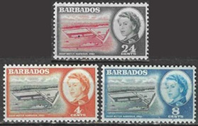 Barbados #251 - 253 1961 Serie completa Nuevas NH "Inauguración del puerto de Bridgetown"