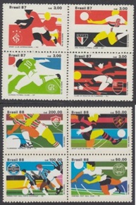 Brasil #2112a(1987) y #2149a(1988) 2 Series completas en cuadros Nuevas NH "Equipos de futbol brasileros"
