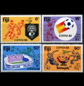 Fiyi # 466 - 469  1982  Serie completa  Nuevas NH Scott $3.00 "Copa mundial de futbol España 82"
