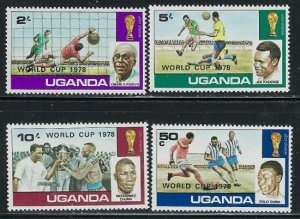 UGANDA  #203 - 206  1978  Serie completa Nuevas NH  "Campeonato mundial de futbol Argentina 78"