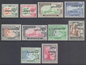 Zanzíbar #285 - 294 1964 Nuevas (Hinged)