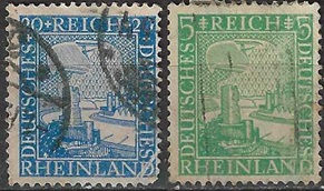 Alemania #347 y 349 1924 "Águila alemana vigilando el valle del Rhin"