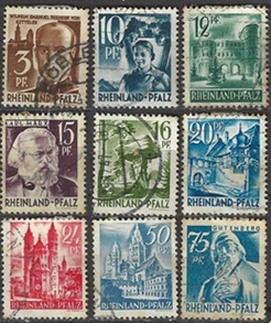 Palatinado - Alemania bajo ocupación francesa #6N2 - 6N11 y #6N13  1947
