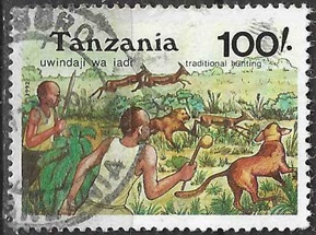 TANZANIA #937   1992 "Escena de caza tradicional" 10% del valor de catalogo