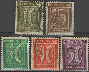 Alemania #138 y #140 - 143 1921