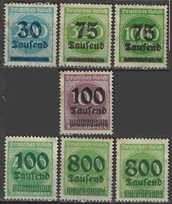 Alemania #249 - 250, #252 - 254, ##264 y #268  1923
