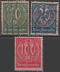 Alemania #O18 - O19(Usadas) y #O21(Nueva)  1922