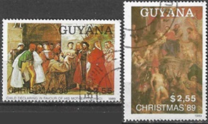 GUYANA  #2236 - 2237 1989  CTO  "Navidad - Obras de Tiziano y Rubens"