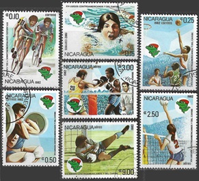 Nicaragua #1159 - 1162 y #C1007 - C1009 1982  Serie completa  "XIV Juegos Centroamericanos y del Caribe"