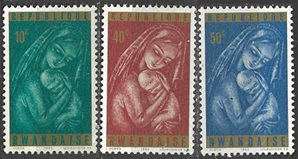 RUANDA #137 - 139  1965  Nuevas  (#137 con ventana)  "Navidad"