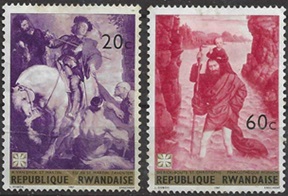 RUANDA #211 y #213  1967   Nuevas (Hinged)  "Pinturas flamencas"