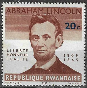 RUANDA #93   1965  Nueva  (Hinged) "Centenario del fallecimiento de A. Lincoln"