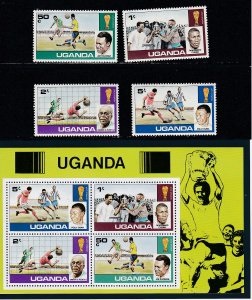 UGANDA #181 - 184a 1978 Serie completa con H.S. Nuevas NH "Copa mundial de futbol argentina 78"