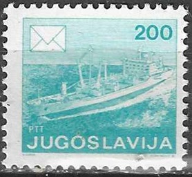 Yugoslavia #1807 1986 "Barco carguero con correo"