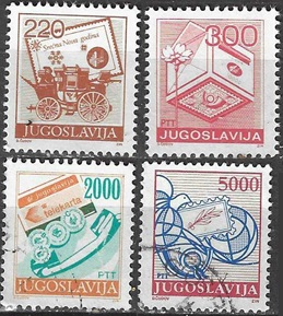 Yugoslavia #1936 - 1937 y  #1939 - 1940   1988 "Servicios postales"