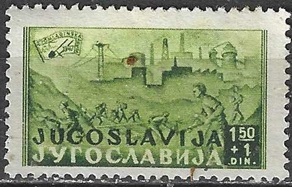 Yugoslavia #B146  1947 Nueva "Mano de obra joven en la construcción del ferrocarril de Samac a sarajevo"
