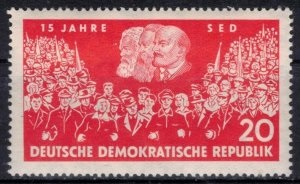 Alemania, Republica Democrática  #554  1961 Nueva NH "XV años del Partido de Unidad socialista - Engels, Marx y Lenin"