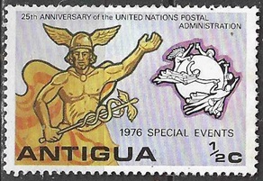 Antigua #453  1976  Nueva  "Mercurio - 25 años de la Administración Postal de la O.N.U. - Símbolo de la U.P.U.""