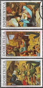 Dominica #374 - 376 1974 "Pinturas de Navidad de Botticelli y Durero"