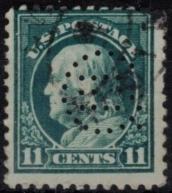 ESTADOS UNIDOS #511 1917 Perfins  " Benjamin Franklin"