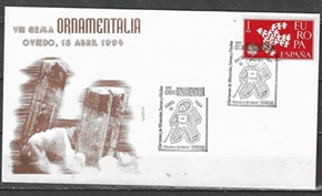 España #1010  1961  Sobre conmemorativo "VIII GEMA, Certamen de minerales, gemas y fosiles, Oviedo - C.E.P.T. - Alegoria de paloma"