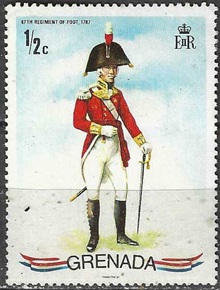 Granada #428 1971  Nueva (Hinged)  "Uniforme británico del 67 regimiento a pie"