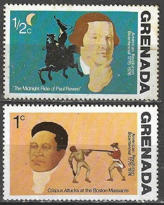Granada #628 - 629  1975  Nueva NH  "Bicentenario de la independencia de Estados Unidos"