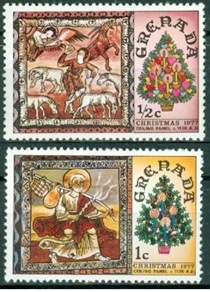 Granada #813 - 814 1978  Nuevas  NH  "Frescos en la Iglesia de san Martin en Zillis, Suiza"