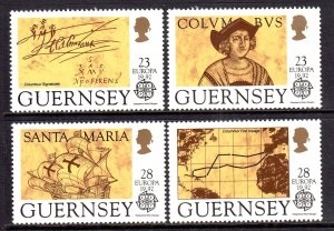Guernsey #467 - 470  1992 Serie completa  Nuevas NH Cat. $3.80 "500 Años del descubrimiento de America - CEPT"