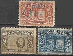 Honduras #C156, #C158 y #C160 1946 "F.D. Roosevelt y escudos de provincias"