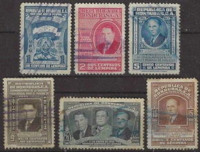 Honduras #C170 - C175  1949 "Conmemorativa de la sucesión presidencial"