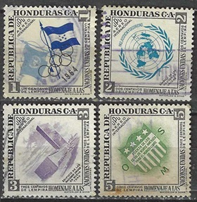 Honduras #C222 - C225  1953  "Homenaje a las Naciones Unidas"