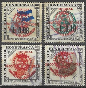 Honduras #C231 - 233 y #235 1955 "50 años del Rotary Club"