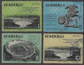 Honduras #C336 y #C338 - C340 1964 "XVIII Juegos olímpicos Tokio"