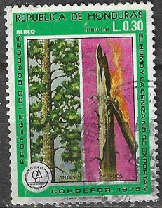 Honduras #C595   1976 "Arboles vivos y quemandose"