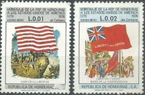 Honduras #C601 - C602   1976  Nuevas (Hinged)  "Bicentenario de la independencia de Estados Unidos de Norteamerica"