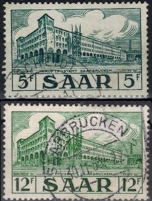 Saar #236 y #239  1954 "Oficina general de correos"